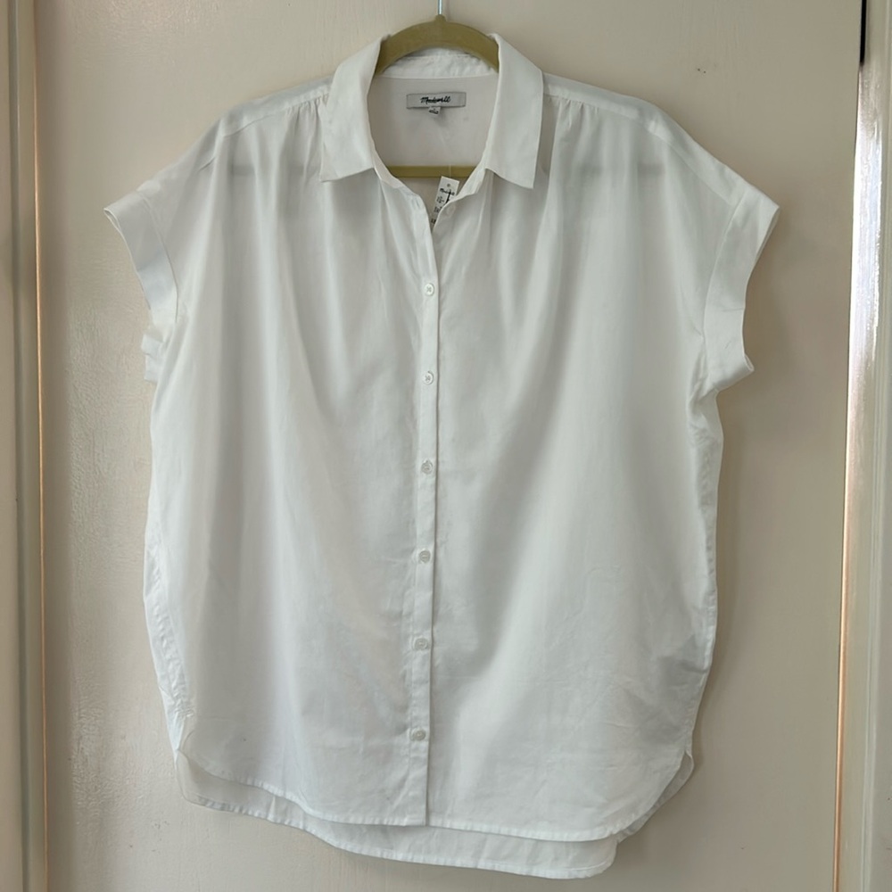 NWT Madewell Short Cap Sleeve Button Down Sz Small